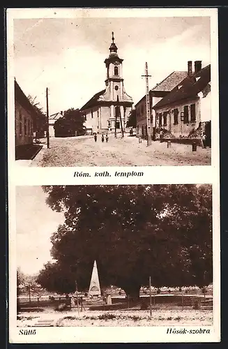 AK Süttö, Róm. kath. templom, Hösök-szobra