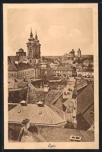 AK Eger, Ortsansicht mit Marktplatz