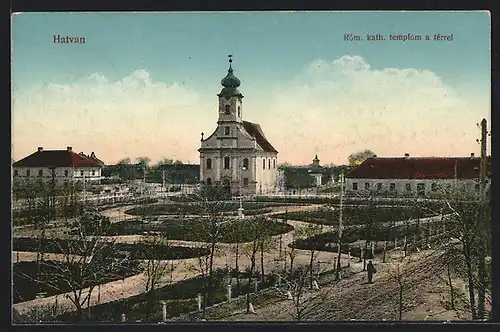 AK Hatvan, Róm. kath. templom a térrel