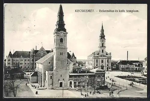 AK Kecskemét, Református és kath templom
