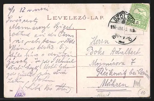 AK Szolnok, Ujváros, Teilansicht am Fluss