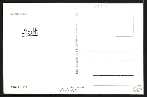 AK Solt, Ortspartie mit grossem Gebäude