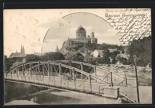 AK Esztergom, Ortsansicht mit Brücke