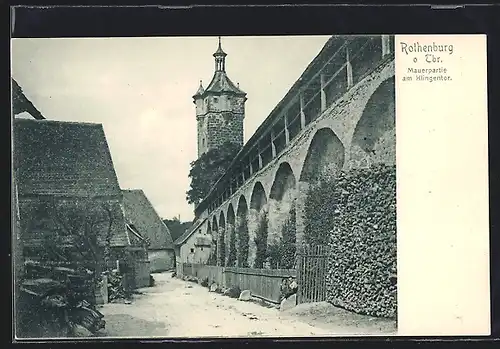 AK Rothenburg o. Tbr., Mauerpartie am Klingentor