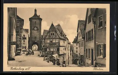 AK Rothenburg o. T., Plönlein, Blick zum Stadtturm