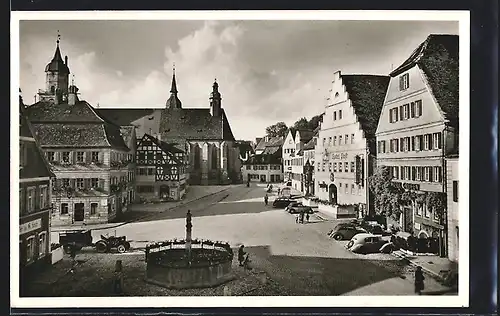 AK Feuchtwangen, Brunnen auf dem Marktplatz