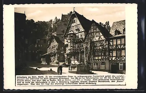 AK Miltenberg am Main, alte Fachwerkhäuser am Marktplatz