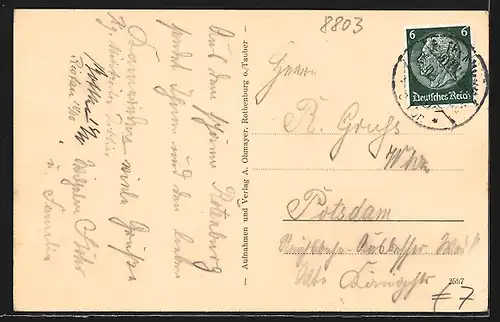 AK Rothenburg o. T., Totalansicht, Plönlein, Rathaus, Hertrichsbrunnen, Weisser Turm