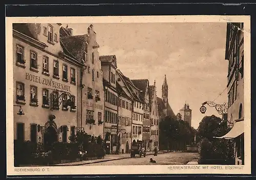 AK Rothenburg o. T., Herrenstrasse mit dem Hotel Eisenhut