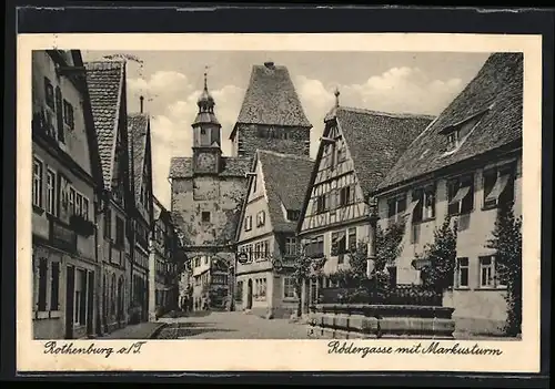 AK Rothenburg o. T., Rödergasse, it Markusturm