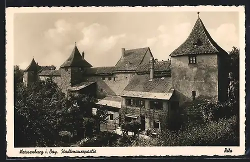 AK Weissenburg i. Bay., Stadtmauerpartie