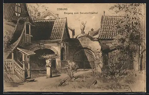 AK Coburg, Eingang zum Salvatorfriedhof