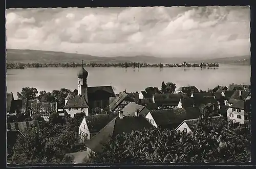 AK Allensbach, Ortsansicht mit Blick auf die Insel Reichenau