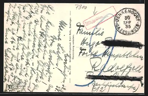 AK Esslingen a. N., Teilansicht mit Frauenkirche, Seminar und Stadtkirche