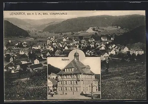 AK Lenzkirch /Bad. Schwarzwald, Blick auf Rathaus, Ortsansicht