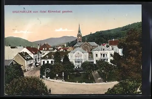 AK Badenweiler, Ortsansicht vom Hotel Römerbad gesehen