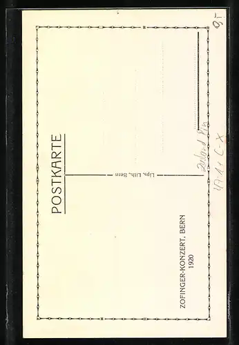 Künstler-AK Bern, Zofinger-Konzert 1912, studentische Szene