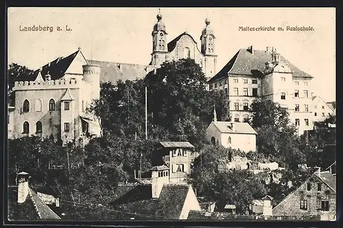 AK Landsberg a. L., Malteserkirche mit Realschule