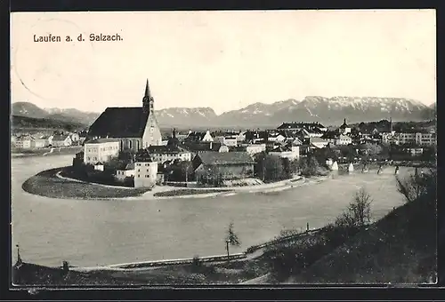 AK Laufen a. d. Salzach, Teilansicht mit Kirche