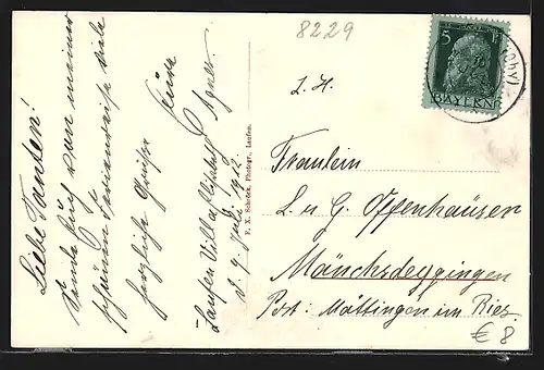 AK Laufen a. d. Salzach, Teilansicht mit Kirche