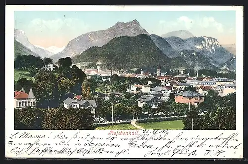 AK Bad Reichenhall, Teilansicht mit Bergblick