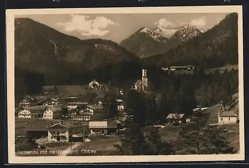 AK Jachenau, Ortsansicht aus der Vogelschau