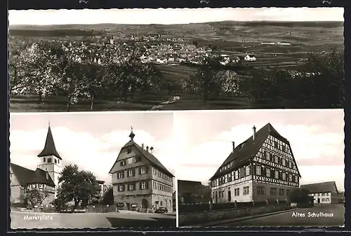 AK Merklingen /Würm, Teilansicht, Marktplatz, Altes Schulhaus