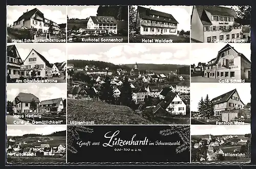 AK Lützenhardt im Schwarzwald, Hotel Waldeck, Kurhotel Sonnenhof, Gasthof Hirsch