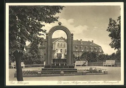 AK Bad Wildungen, Die neuen Anlagen und Sanatorium, Helenenquelle