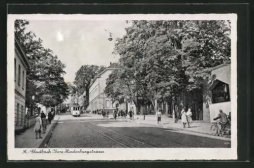 AK M.-Gladbach, obere Hindenburgstrasse, Strassenbahn