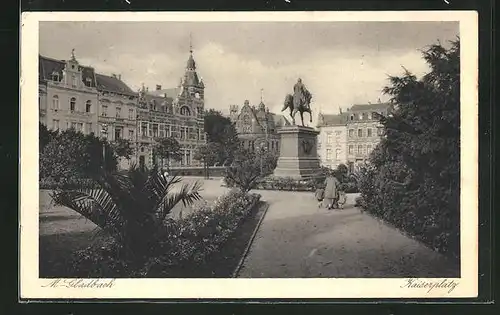 AK M.-Gladbach, Kaiserplatz mit Denkmal