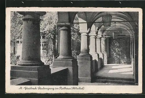 AK M.-Gladbach, Säulengang im Rathaus (Abteihof)