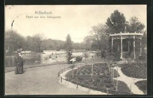 AK M.-Gladbach, Partie aus dem Volksgarten