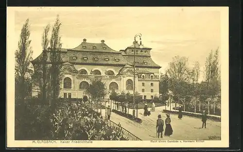 AK Mönchengladbach, Passanten vor der Kaiser Friedrich-Halle