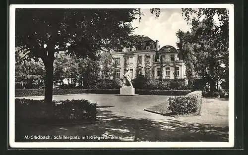 AK M.-Gladbach, Schillerplatz mit Kriegerdenkmal