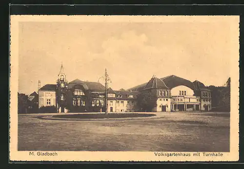 AK M.-Gladbach, Volksgartenhaus mit Turnhalle