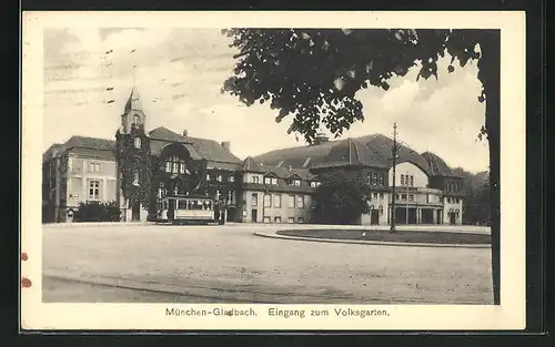 AK Mönchen-Gladbach, Eingang zum Volksgarten