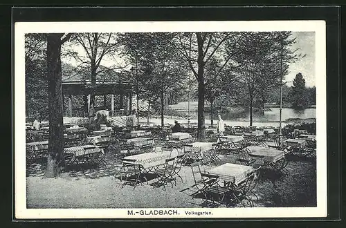 AK Mönchengladbach, Terrasse des Volksgarten-Restaurants