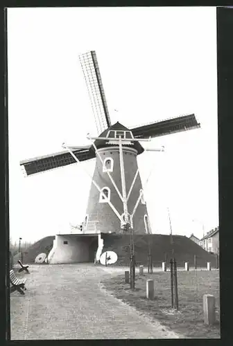 AK Lieshout, Die Windmühle De Leest auf einem Hügel am Wegesrand