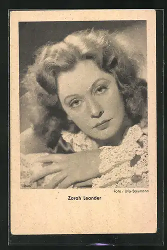 AK Schauspielerin Zarah Leander im Spitzenkleid