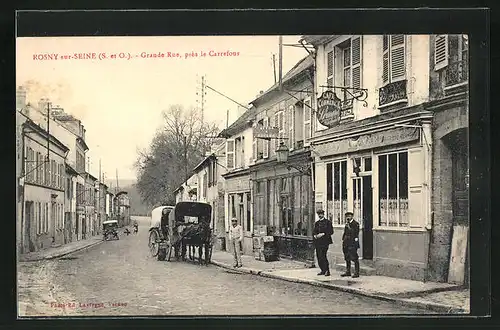 AK Rosny-sur-Seine, Grande Rue, prés le Carrefour