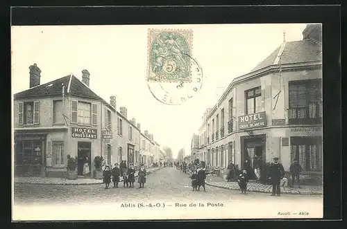 AK Ablis, Hotel du Croissant & Hotel de la Croix Blanche, Rue de la Poste