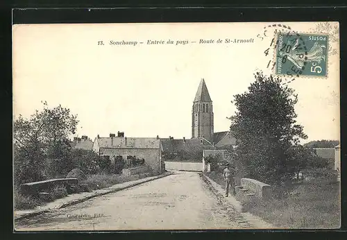 AK Sonchamp, Entrée du pays - Route de St-Arnoult, Ortseingang