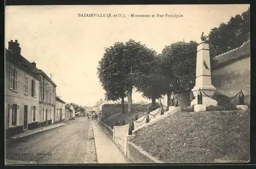 AK Bazainville, Monument et Rue Principale