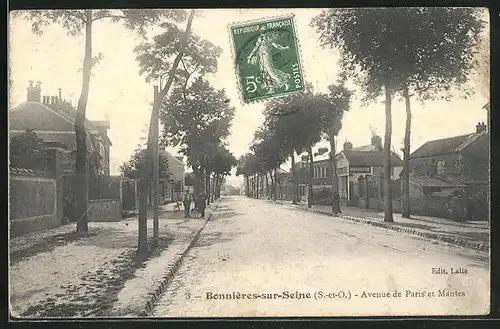 AK Bonniéres-sur-Seine, Avenue de Paris et Mantes