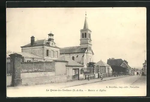 AK La Queue-les-Yvelines, Mairie et Eglise