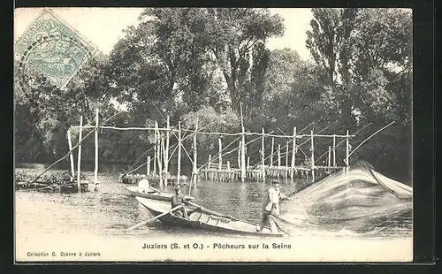 AK Juziers, Pêcheurs sur la Seine