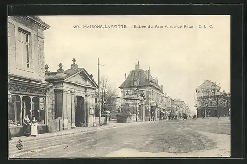 AK Maisons-Laffitte, Entré du Parc et rue de Paris