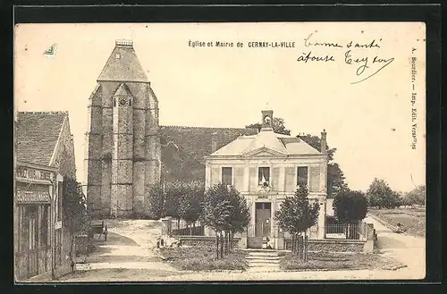 AK Cernay-la-Ville, Église et Mairie