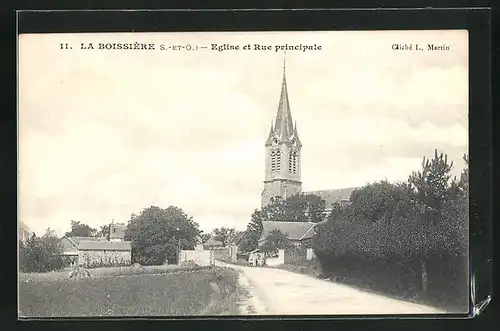 AK La Boissiére, Eglise et Rue principale